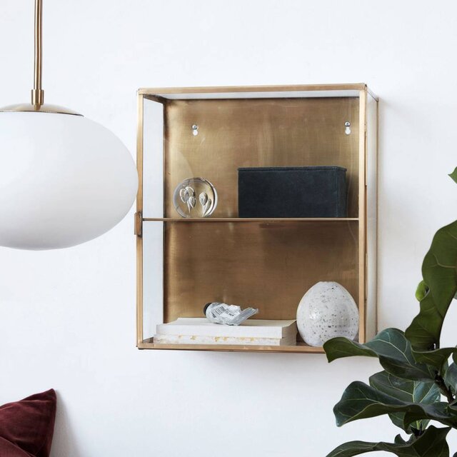 House Doctor Cabinet brass with glass shelve and door House Doctor Cabinet brass with glass shelve and door