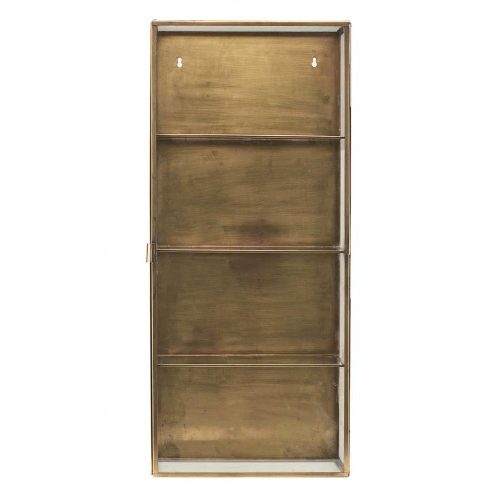 House Doctor Cabinet brass with three glass shelve and door