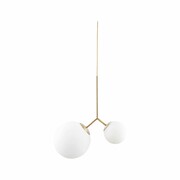 House Doctor Twice hanging lamp brass with two white glass shades House Doctor Twice hanging lamp brass with two white glass shades