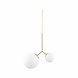 House Doctor Twice hanglamp messing met twee wit glazen kappen House Doctor Twice hanglamp messing met twee wit glazen kappen