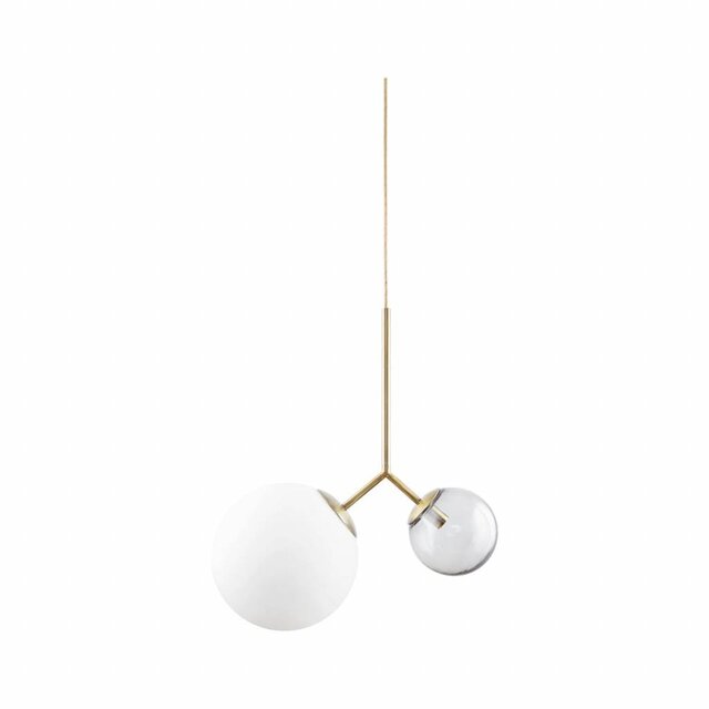House Doctor Twice hanglamp messing met wit en grijze kap