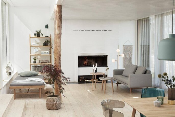 Hubsch Gulv lampe med lyskilde messing 78x28xh150cm