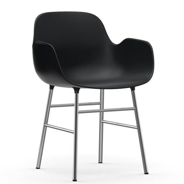 Normann Copenhagen Form Armchair stoel chrome zwart Normann Copenhagen Form Armchair stoel chrome zwart