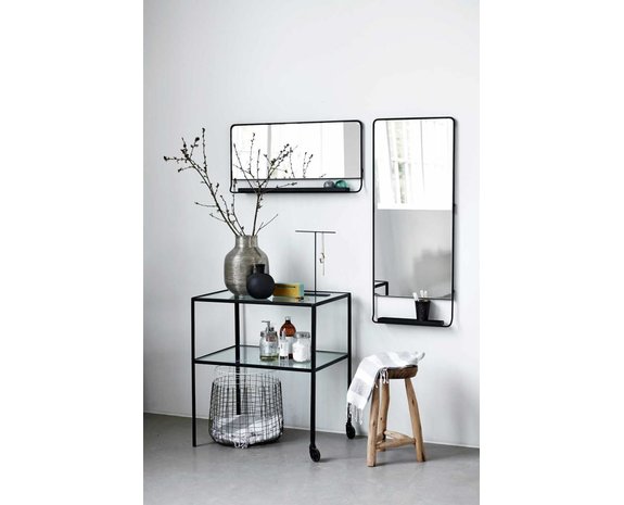 Badkamerkast met spiegel en LED 80x12x68 cm wit en eikenkleurig
