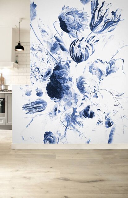KEK Amsterdam Royal Blue Flowers II bloemen behang