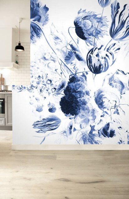 KEK Amsterdam Royal Blue Flowers II bloemen behang