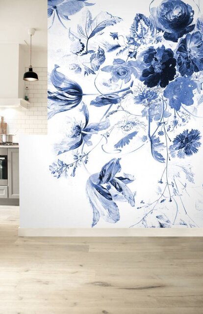 KEK Amsterdam Royal Blue Flowers III bloemen behang