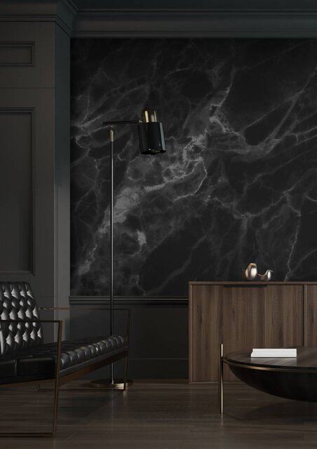 KEK Amsterdam Papel pintado de mármol negro gris
