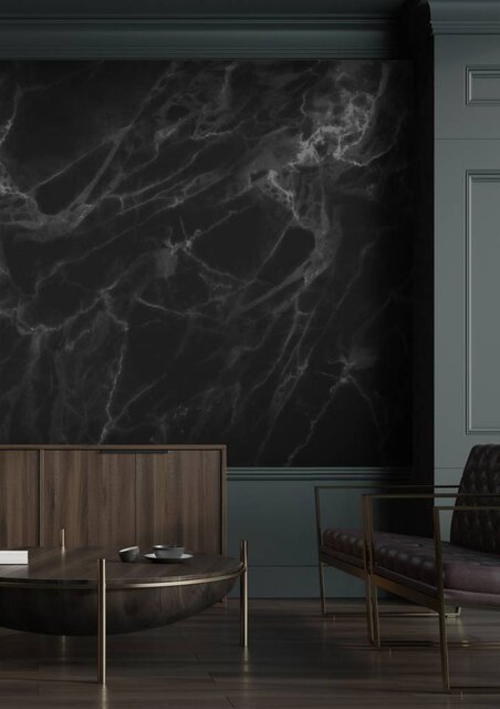 KEK Amsterdam Papel pintado de mármol negro gris