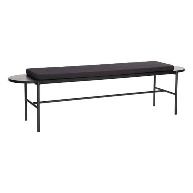 Hubsch Banc en bois avec coussin noir