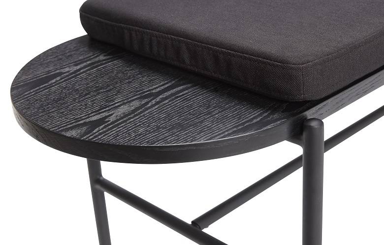 Hübsch Wooden bench with cushion black - LIVING AND CO.