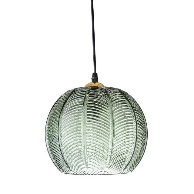 Bloomingville Hanglamp groen glas met motief