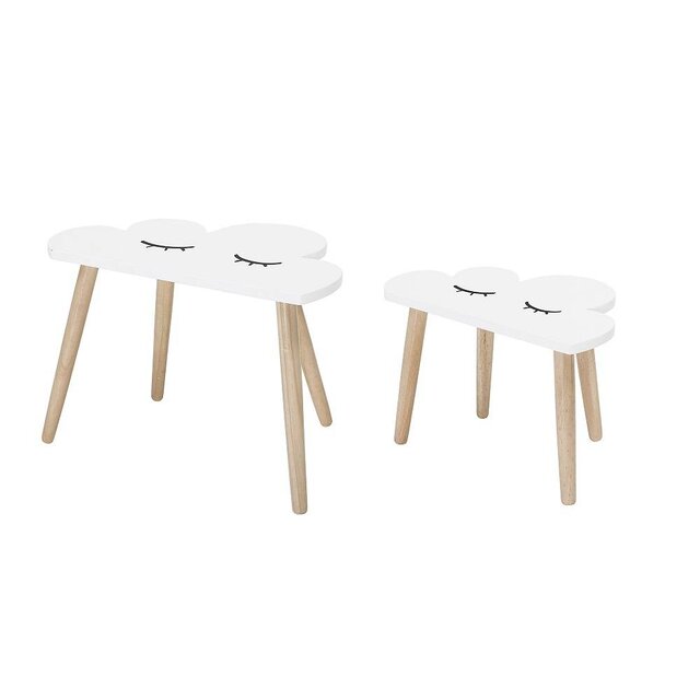 Bloomingville Mini Bijzettafel set wit hout wolken