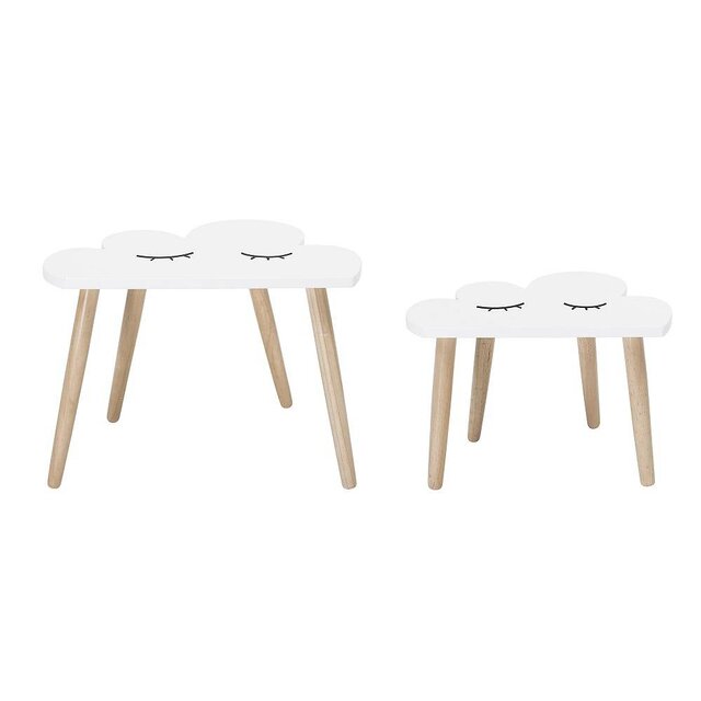 Bloomingville Mini Bijzettafel set wit hout wolken