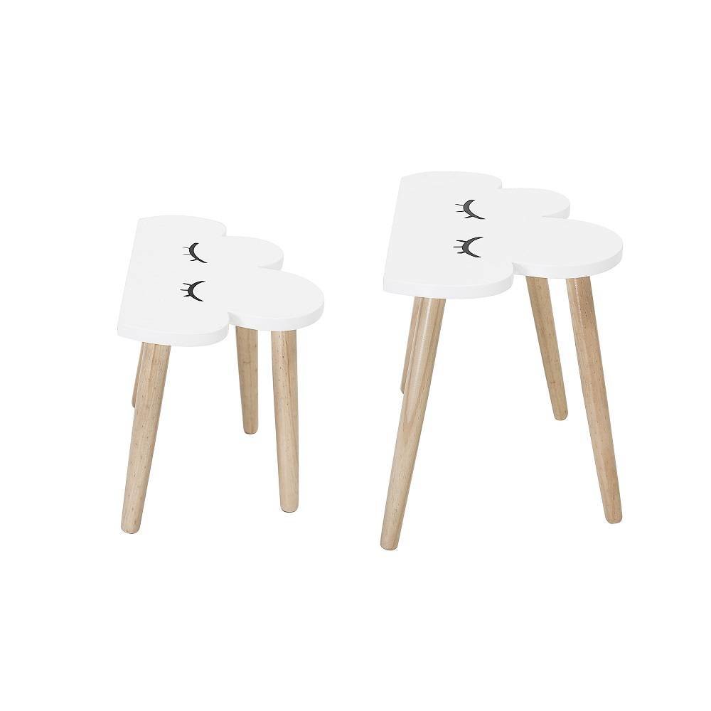 Bloomingville Mini Conjunto de mesa lateral de nubes de madera blancas Bloomingville Mini Conjunto de mesa lateral de nubes de madera blancas