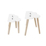 Bloomingville Mini Side table set of white wood clouds Bloomingville Mini Side table set of white wood clouds