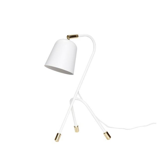 Hubsch Lampe de table en métal blanc avec détail en laiton Hubsch Lampe de table en métal blanc avec détail en laiton