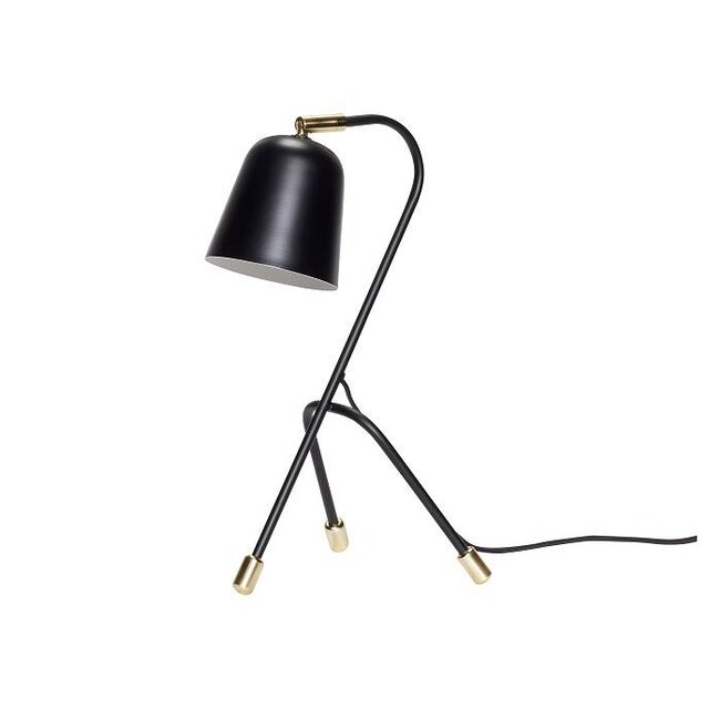 Hubsch Bordslampa svart metall med mässingsdetaljer