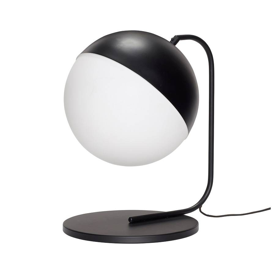 Hubsch Lampe de table en métal noir avec verre blanc