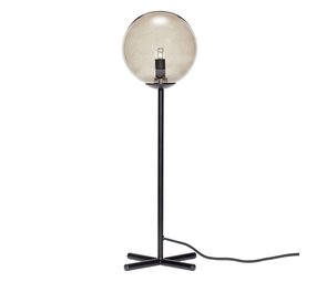 Hubsch Bordlampe sort metal med røgglas