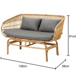 Nordal Divano in rattan con cuscini grigi Nordal Divano in rattan con cuscini grigi