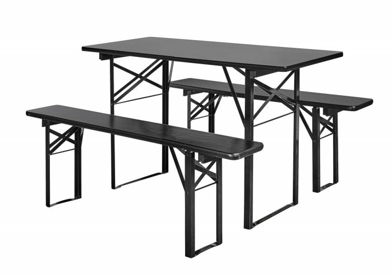 Nordal Table with benches set black Nordal Table with benches set black