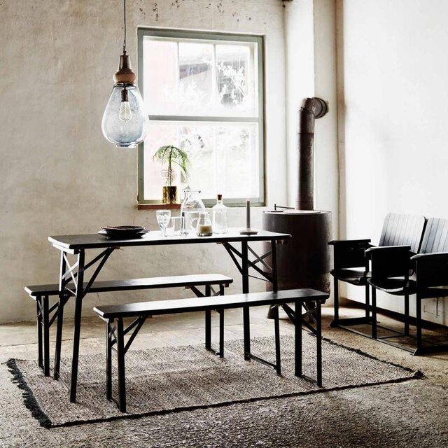 Nordal Tafel met banken set zwart