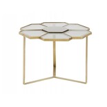 Nordal Coffee table flower pattern gold with glass