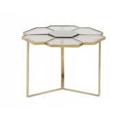 Nordal Coffee table flower pattern gold with glass