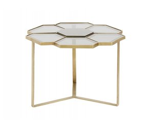 Nordal Mesa de centro modelo de flor de oro con vidrio