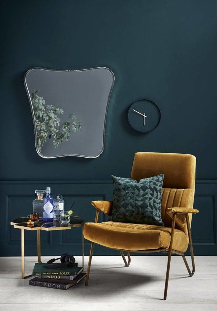 Nordal Table basse motif fleuri or avec verre Nordal Table basse motif fleuri or avec verre