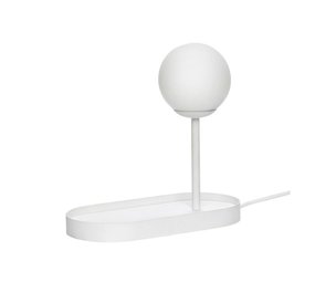 Hubsch Lámpara de mesa de metal blanco con bombilla.