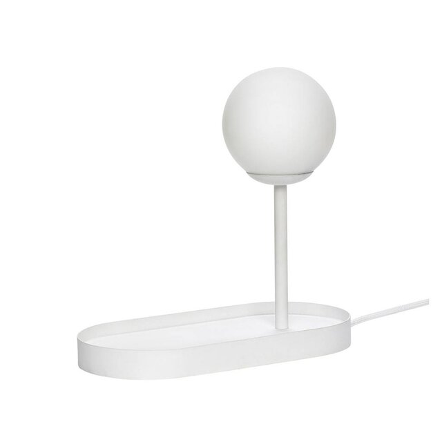 Hubsch Lámpara de mesa de metal blanco con bombilla.