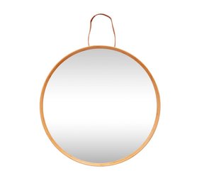 Hubsch Wall mirror with hanging loop of leather