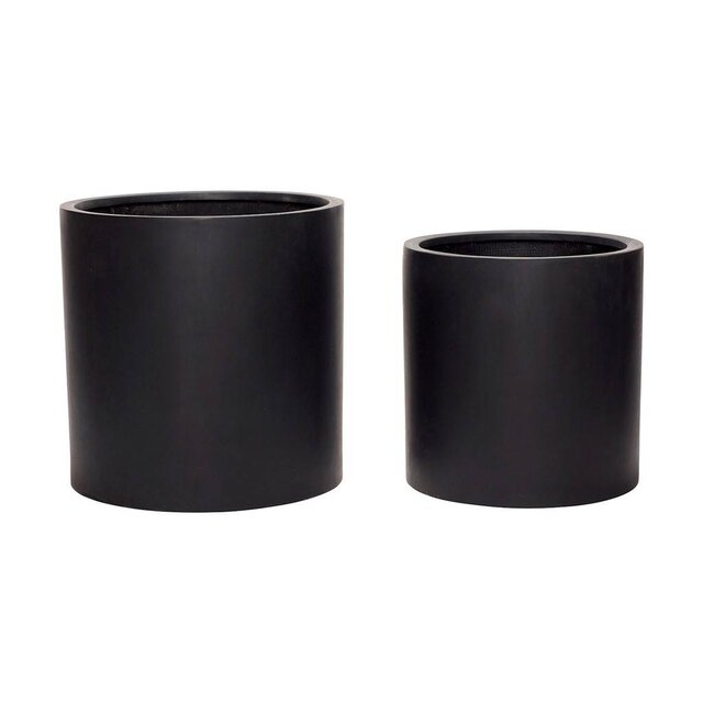 Hubsch Flowerpot set fiberstone nero