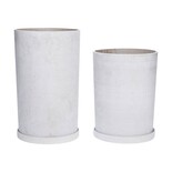 Hubsch Vaso per fiori con piatto in polystone grigio Hubsch Vaso per fiori con piatto in polystone grigio