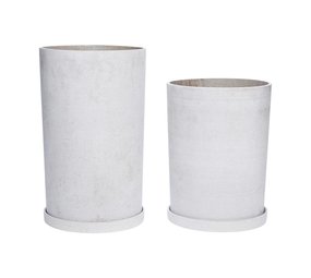 Hubsch Bloempot set met schotel grijs polystone Hubsch Bloempot set met schotel grijs polystone