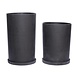 Hubsch Bloempot set met schotel zwart polystone Hubsch Bloempot set met schotel zwart polystone