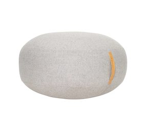 Hubsch Pouf graue Wolle mit Ledergriff Hubsch Pouf graue Wolle mit Ledergriff