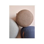 Hubsch Poef bruin wol met leren handgreep Hubsch Poef bruin wol met leren handgreep