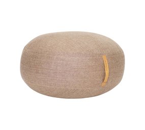 Hubsch Pouf brown wool with leather handle