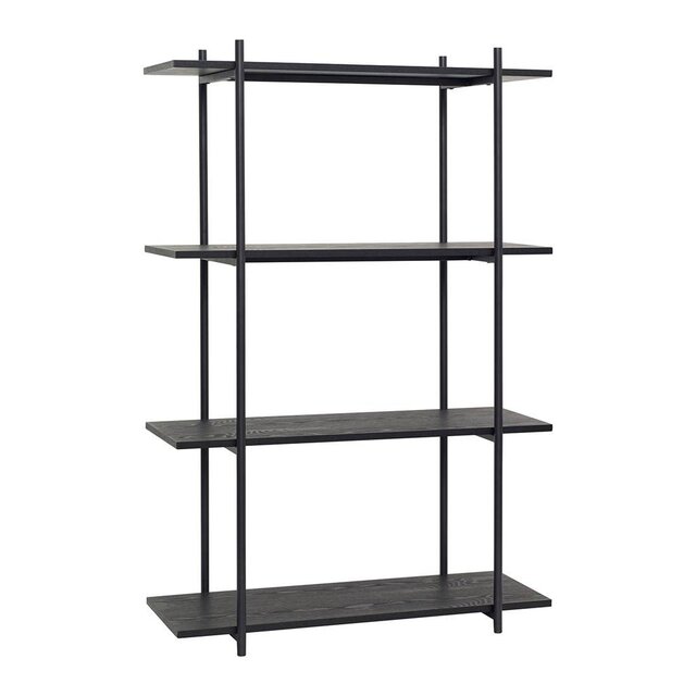 Hubsch Gabinete de almacenamiento de metal negro con 4 estantes