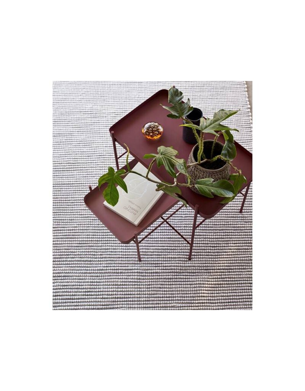 Hbsch Coffee Table Red Metal Set Of 2 Living And Co
