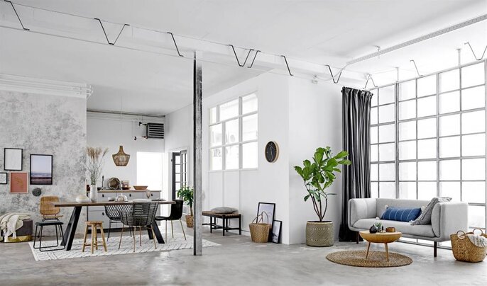 Bloomingville Dia poef grijs polyester