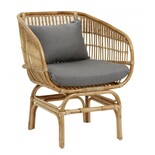 Nordal Sillón rattan con cojin gris