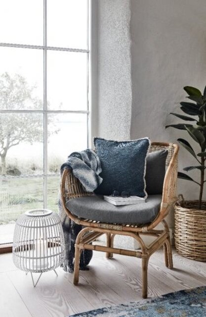 Nordal Rattan lenestol med grå pute