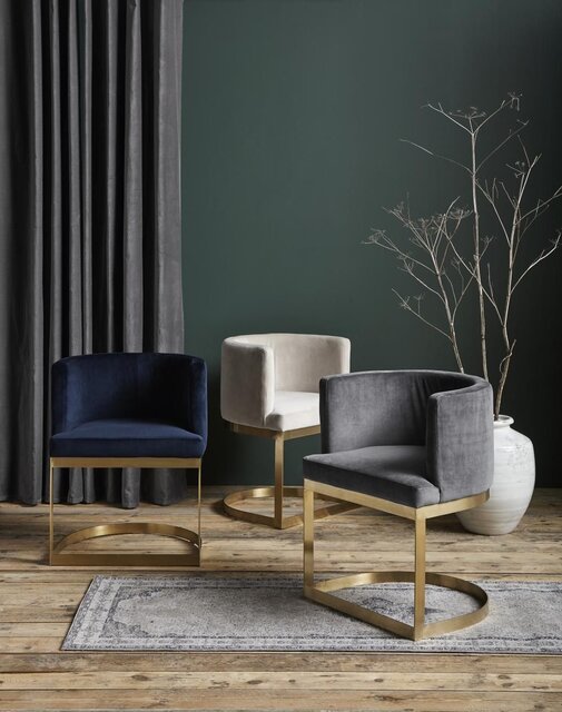 Nordal Eetkamerstoel blauw velvet