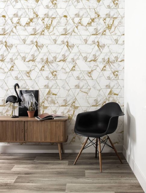 KEK Amsterdam Marmer mosaic behang goud