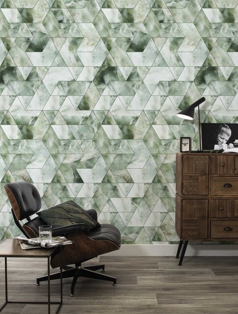 KEK Amsterdam Marble mosaic wallpaper green