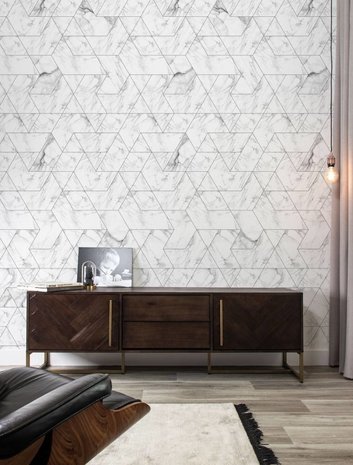 KEK Amsterdam Marble mosaic wallpaper white - LIVING AND CO. KEK Amsterdam Marble mosaic wallpaper white - LIVING AND CO.